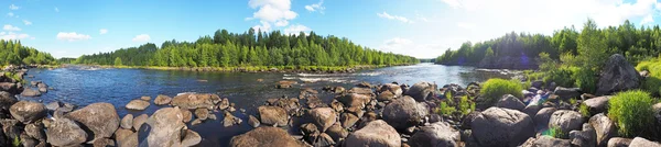 River in Karelia summer. Panorama — Stock Photo, Image