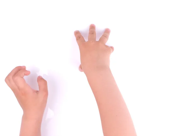 Mains d'enfants sur fond blanc — Photo