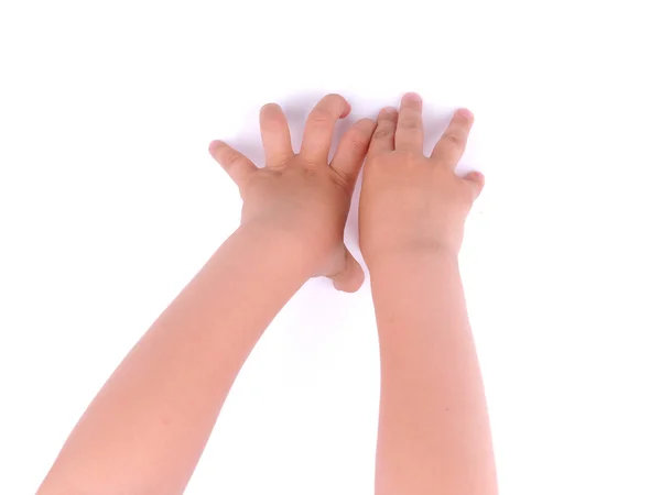 Детские руки на белом фоне — стоковое фото