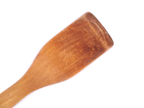 Cucchiaio di legno padella su sfondo bianco — Foto Stock
