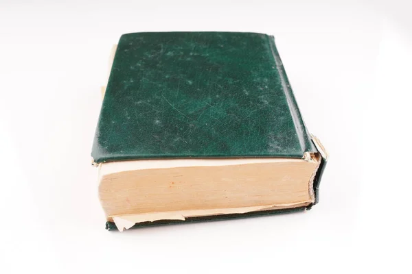 Old Green Dictionary White Background — Stock Photo, Image