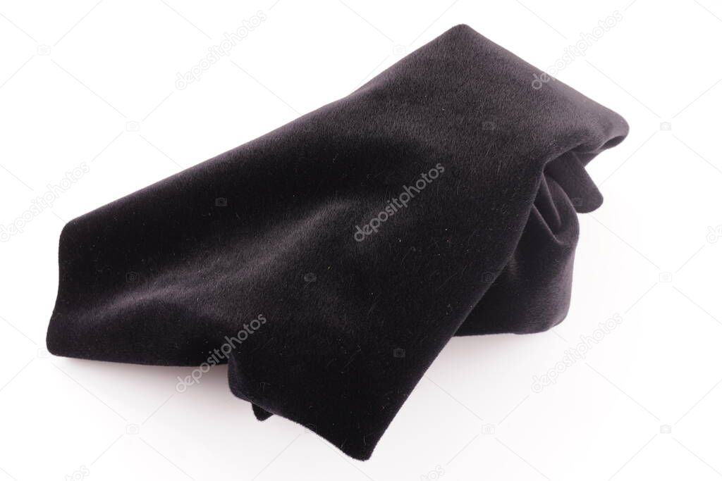 black fabric on white background