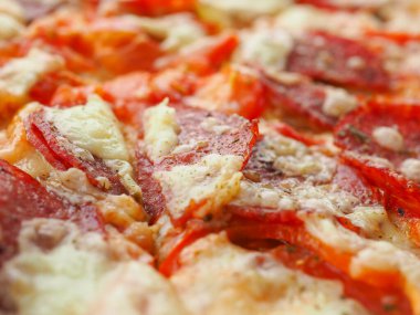 Yakın mesafeden iştah açıcı pizza. İtalyan Mutfağı