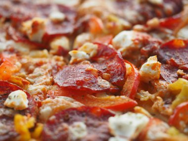 Yakın mesafeden iştah açıcı pizza. İtalyan Mutfağı