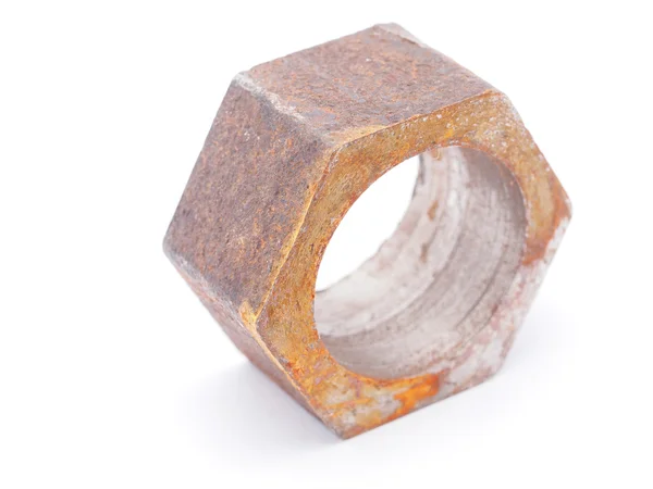 Steel nut on a white background — Stock Photo, Image