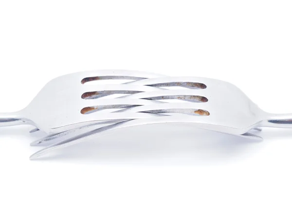 Tenedores sobre fondo blanco — Foto de Stock