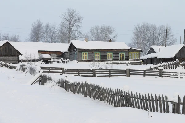 Russian village in the winter — Stock Photo, Image