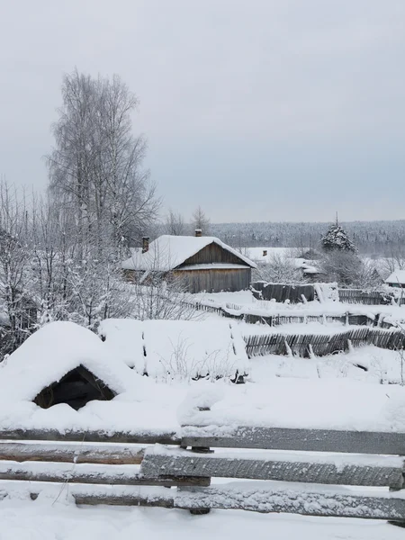 Villaggio russo in inverno — Foto Stock