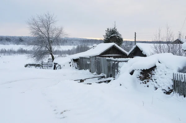 Ryska byn på vintern — Stockfoto