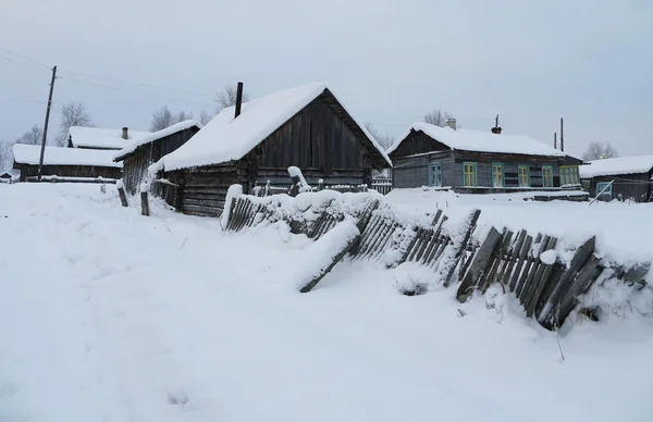 Russian village in the winter — Stock Photo, Image