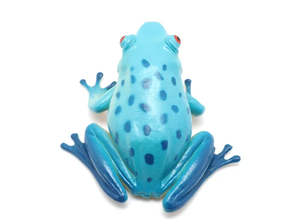 Blauer Spielzeugfrosch Auf Weißem Hintergrund — Stockfoto