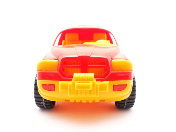 Carro Brinquedo Vermelho Fundo Branco — Fotografia de Stock