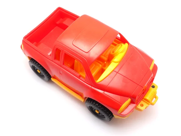 Carro Brinquedo Vermelho Fundo Branco — Fotografia de Stock