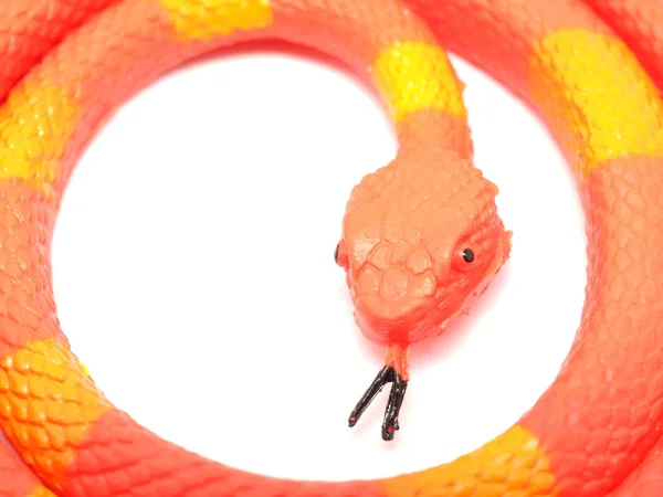 白い背景にオレンジのおもちゃのヘビ — ストック写真