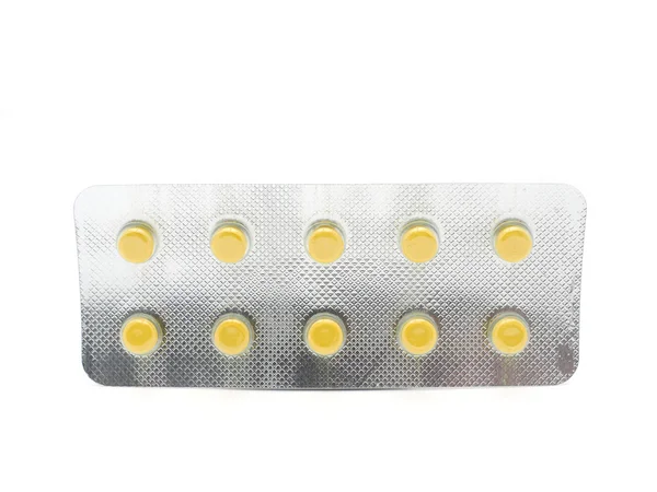 Opakowanie tabletek na białym tle — Zdjęcie stockowe