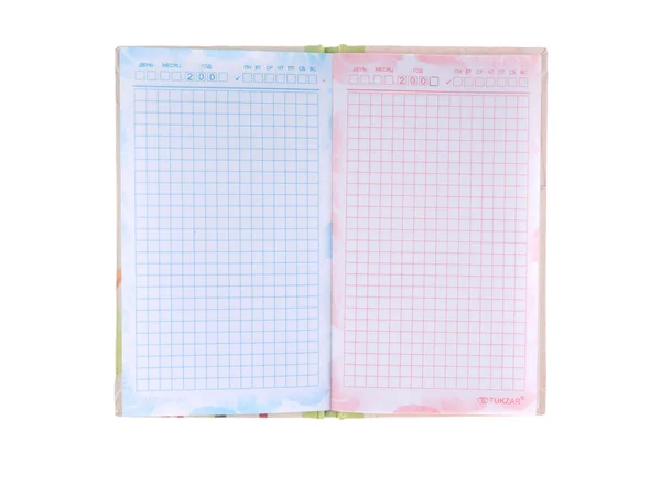 Open notebook on white background — Stock Photo, Image
