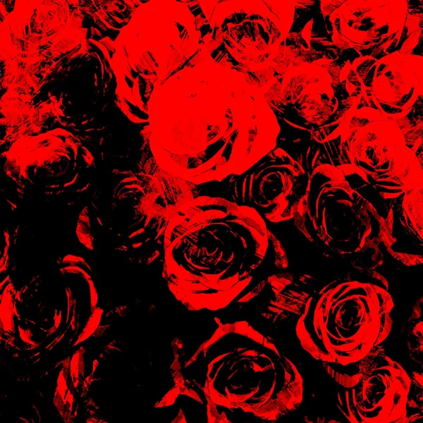 Fond floral avec des roses rouges stylisées — Photo