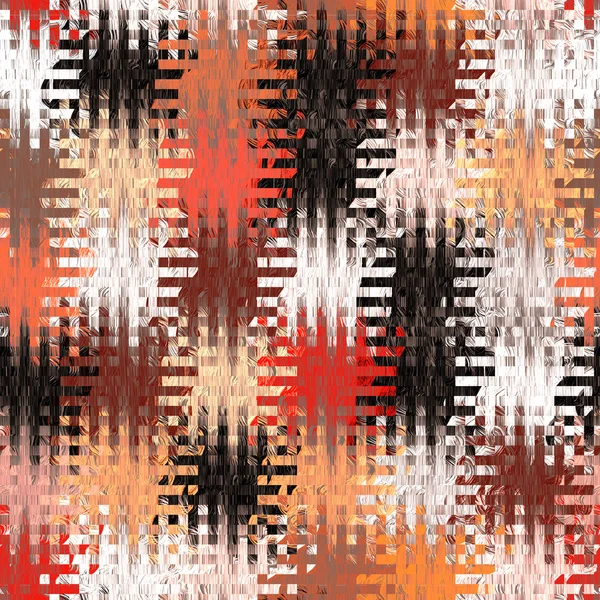 Naadloze gewatteerde patroon met grunge gestreepte en geruit vierkante elementen — Stockfoto