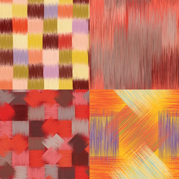 Σύνολο τέσσερις άνευ ραφής μοτίβα με πολύχρωμα grunge ρίγες — Διανυσματικό Αρχείο