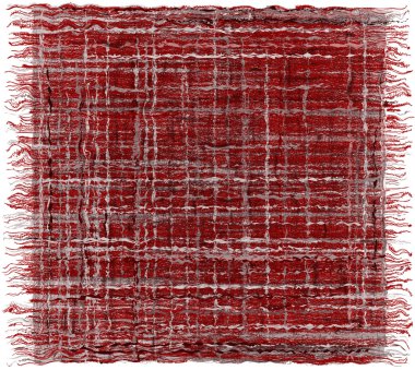 Mor, beyaz renklerde çizgili grunge ekose saçak ile örgü