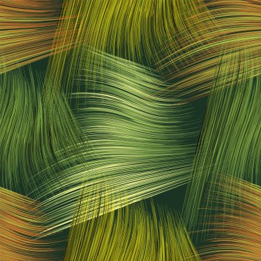 Ağ tasarımı için koyu arkaplan üzerinde sarı, yeşil ve turuncu renkli grunge çizgili, dalgalı elementlerle kusursuz perdeli desen