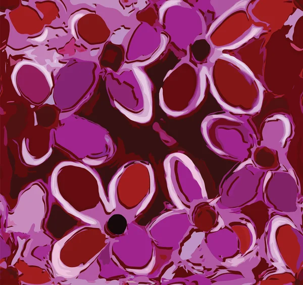 Grunge inconsútil manchado y agrietado patrón floral en colores violeta — Archivo Imágenes Vectoriales
