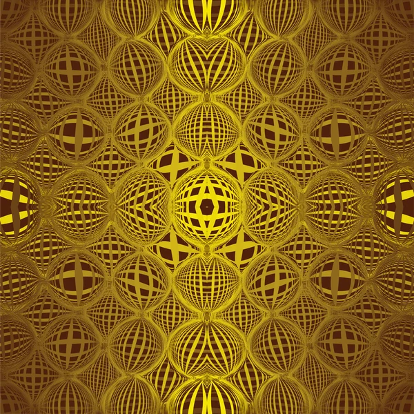 Nahtloses Muster mit einer Reihe von Grunge-gestreiften Golgen-Kreisen auf braunem Hintergrund — Stockvektor