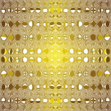 Seamless pattern with symmetric row of grunge striped circles in golden and brown colors clipart