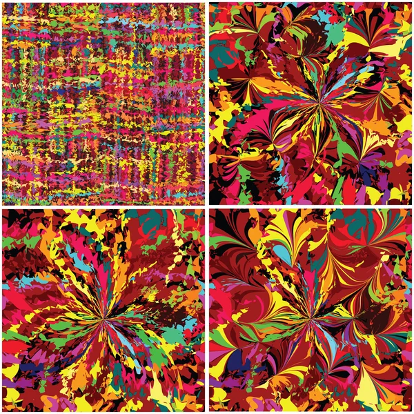 Conjunto de grunge arco iris manchado patrones sin costura — Vector de stock