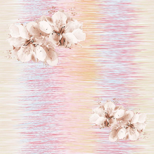 Çizgili grunge pastel arka plan üzerinde stilize bahar çiçekleri ile Seamless Modeli