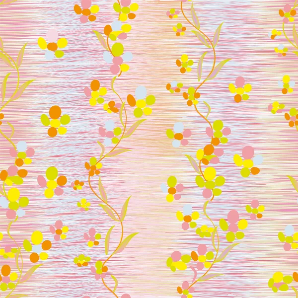 Abstract colorful buttercups on grunge striped vertical  background  in seamless composition — Stock Vector