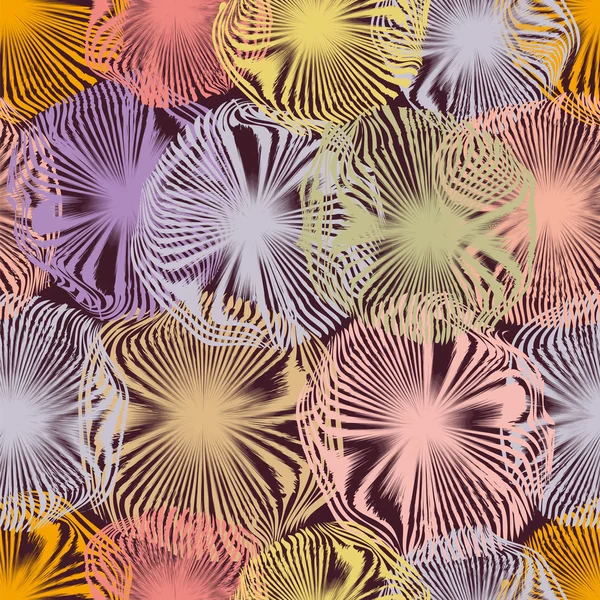 Nahtloses Muster mit grunge gestreiften, verschwommenen Kreisen in Pastellfarben — Stockvektor