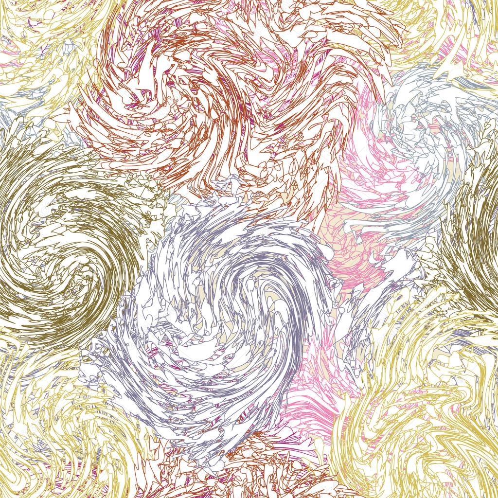 Grunge swirled quilted seamless pattern in pastel colors