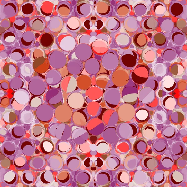 Seamless pattern with rows of grunge circles in violet,pink,beige colors — Stock Vector