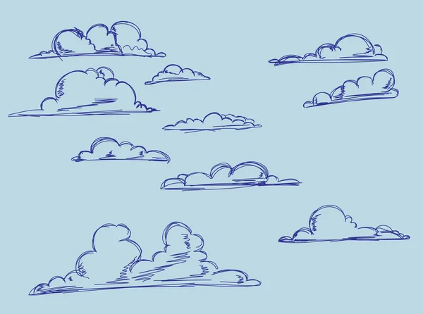 Nuages à dessin à la main . — Image vectorielle