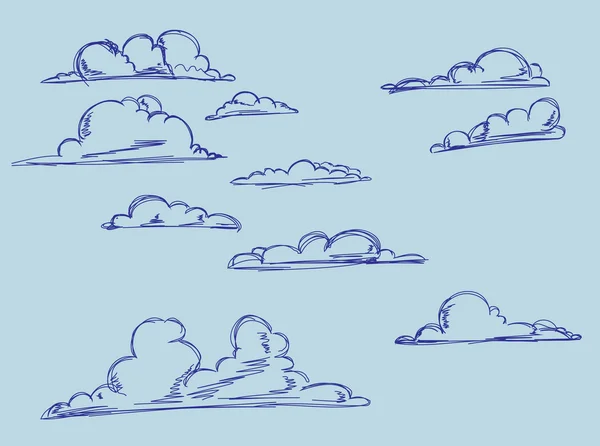 Kézi rajz felhők. — Stock Vector