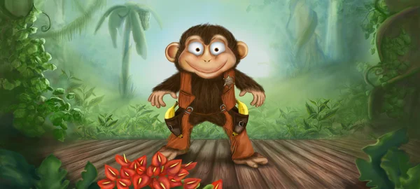 Μαϊμού σερίφης είναι στη σκηνή στη ζούγκλα — Φωτογραφία Αρχείου