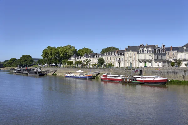 Barges on river at Angers in France — Stock Photo, Image