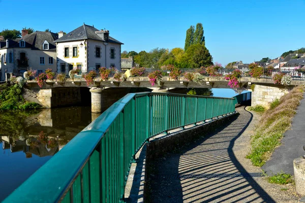 Řeka Oust Část Kanálu Nantes Brestu Květinový Most Josselinu Obec — Stock fotografie