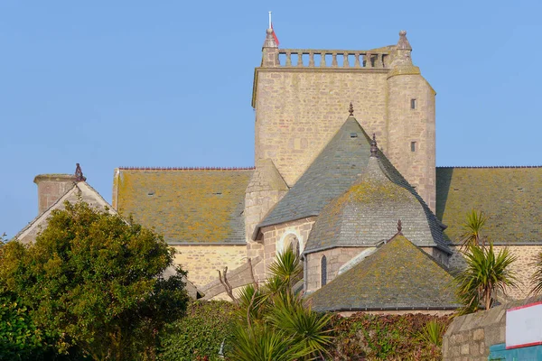 Igreja Saint Nicolas Com Torre Quadrada Barfleur Uma Comuna Francesa — Fotografia de Stock