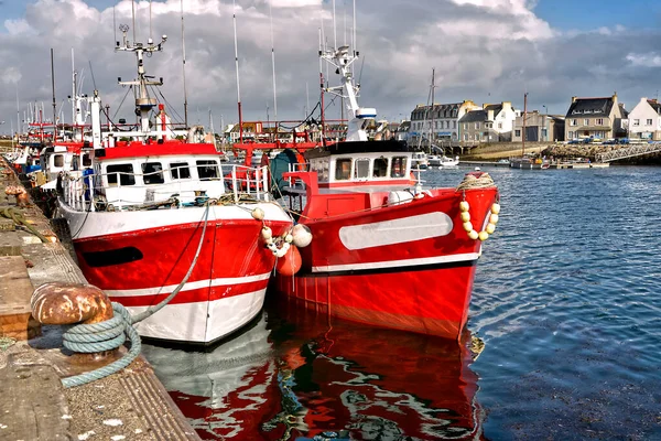 Fiskebåtar Vid Guilvinec Eller Guilvinec Kommun Departementet Finistre Bretagne Nordvästra — Stockfoto