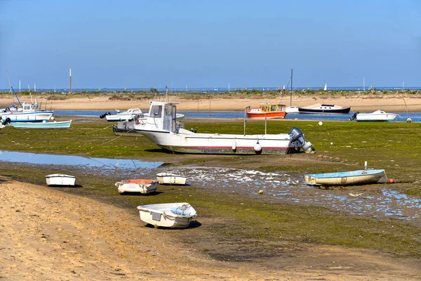 Bateaux Marée Basse Cap Ferret Commune Ostreicole Située Sur Rive — Photo