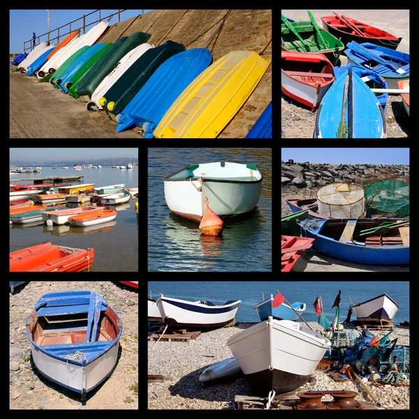 Mosaic photos of small boats — Stock Photo, Image