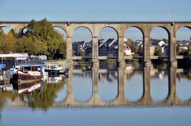 Viaduct on river Mayenne at Laval in France clipart