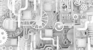 Soyut endüstriyel mekanizma üç boyutlu model