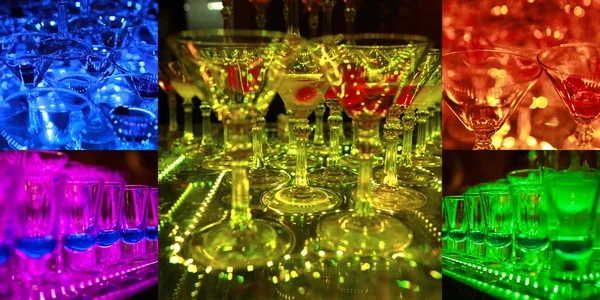 Enkele shot glazen met cocktail in de buurt Rechtenvrije Stockafbeeldingen