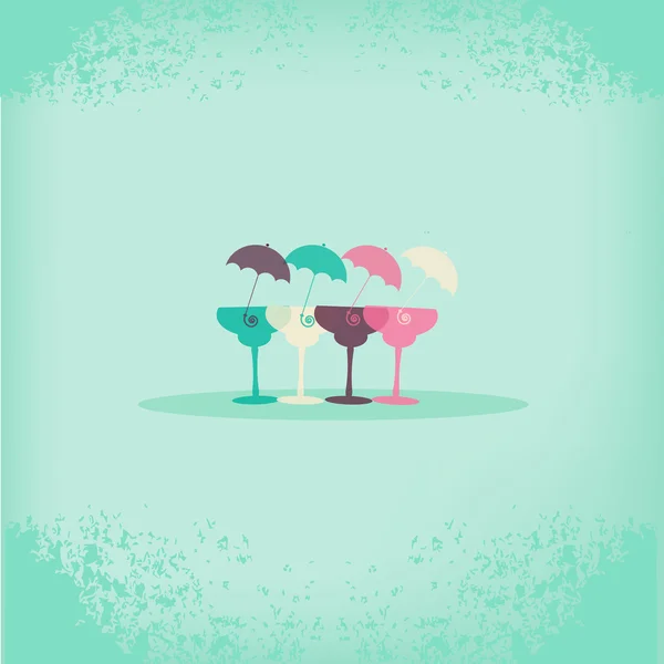 Cocktails with umbrellas — Stock Vector