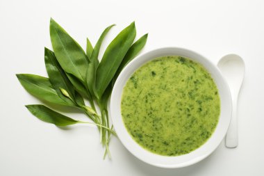 Green soup with wild garlic clipart