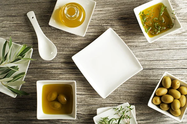 Zutaten für Olivenöl — Stockfoto
