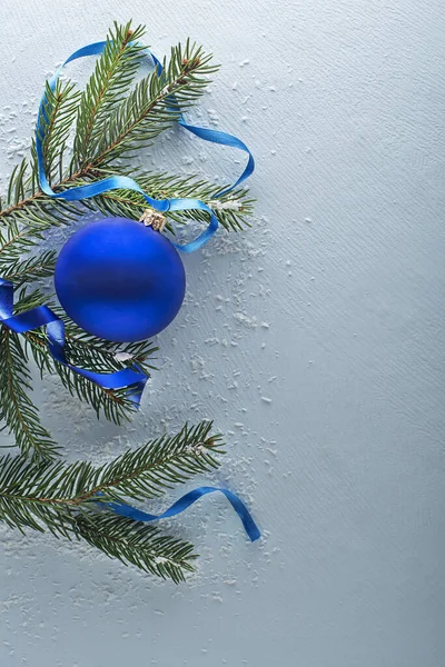 Fond Hiver Bleu Noël Avec Sapin Décor Vue Supérieure Avec — Photo